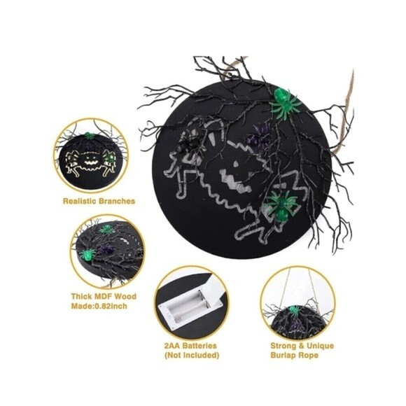 Welcome Sign Halloween Decorations Wood Wall Front Door Battery Operated LED. - Picture 2 of 7